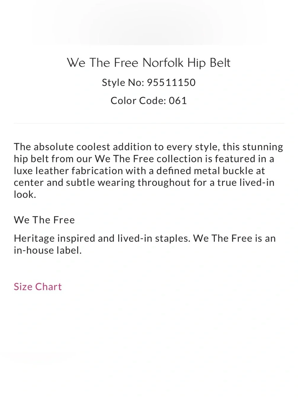 1489. FREE PEOPLE We The Free Norfolk Hip Belt in Red Rock Sz M/L NWT $68